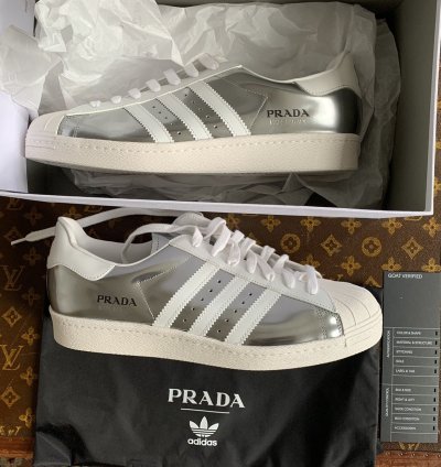 Prada Adidas Superstar In Metallic Silver