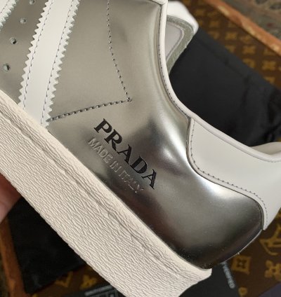 Prada Adidas Superstar In Metallic Silver