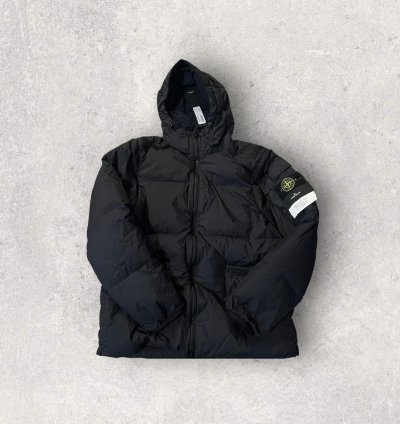 Stone Island Garment Dyed Crinkle Rep Down Jacket Black