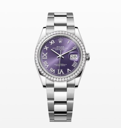 Rolex Datejust 36 2024 Datejust 36 Steel Oyster Bracelet Purple Roman Vi Dial Unworn Full Set 126284rbr
