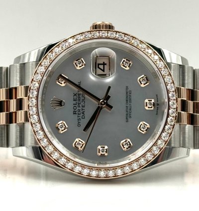 Rolex Datejust 36 36mm Mother Of Pearl Mop Dial Diamond Bezel Two Tone Jubilee 126281rbr Unworn