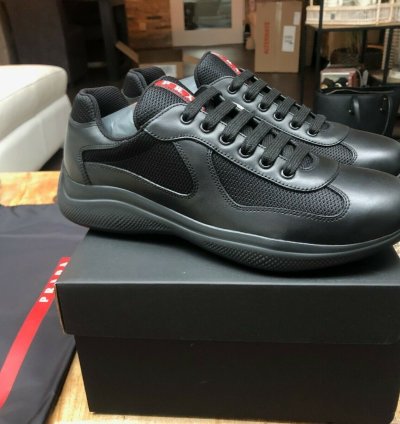 Prada America Cup Black Leather Sneakers New Uk 9 5