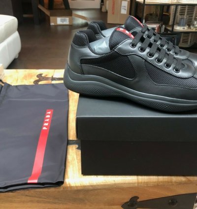 Prada America Cup Black Leather Sneakers New Uk 9 5