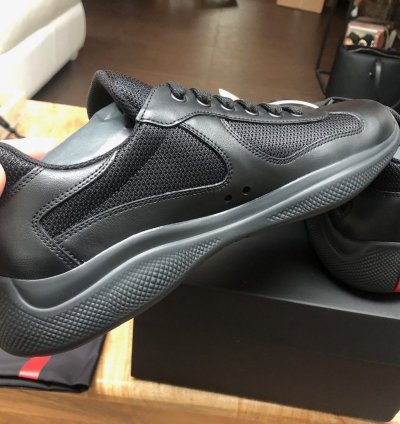 Prada America Cup Black Leather Sneakers New Uk8