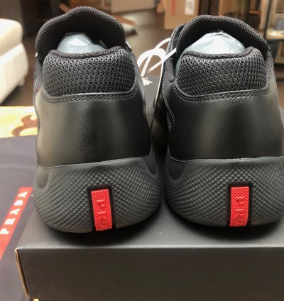 Prada America Cup Black Leather Sneakers New Uk8