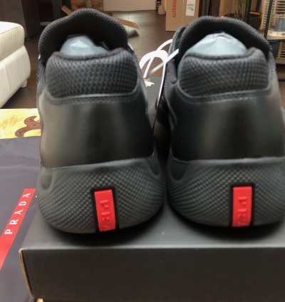 Prada America Cup Black Leather Sneakers New Uk8