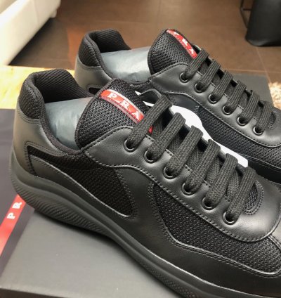 Prada America Cup Black Leather Sneakers New Uk8