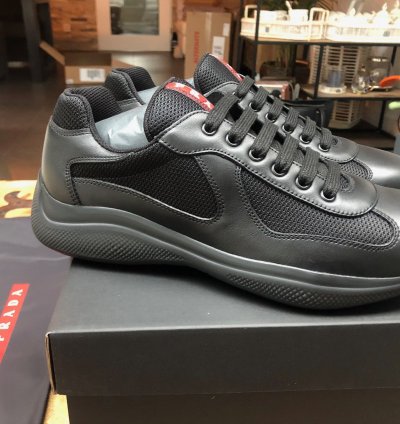 Prada America Cup Black Leather Sneakers New Uk8