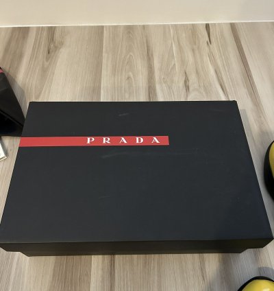 Prada America Cup Black Yellow Patent Sneakers 9uk 10us