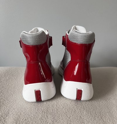 Prada America Cup High Top Sneakers In Red