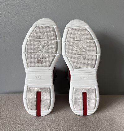 Prada America Cup High Top Sneakers In Red