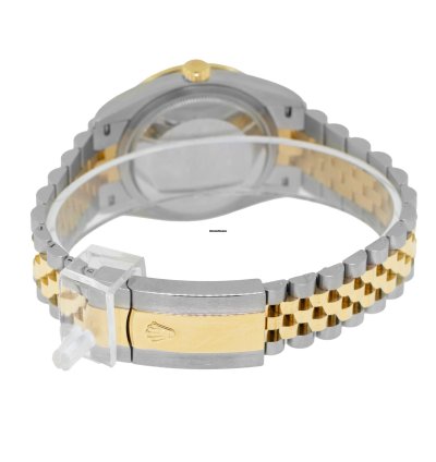 Rolex Datejust 36 36mm Yellow Gold Steel Silver Roman Dial Diamond Bezel 126283rbr