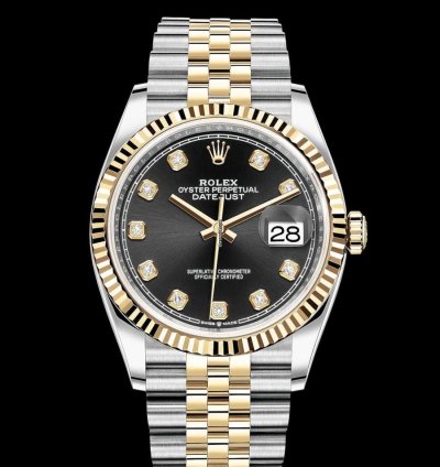 Rolex Datejust 36 Black Diamond Set Dial - Jubilee Bracelet