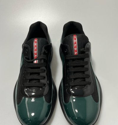 Prada America Cup Low-top Sneakers Black Green Men Uk 11