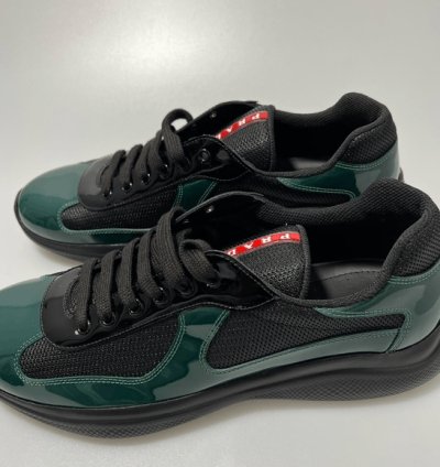 Prada America Cup Low-top Sneakers Black Green Men Uk 11