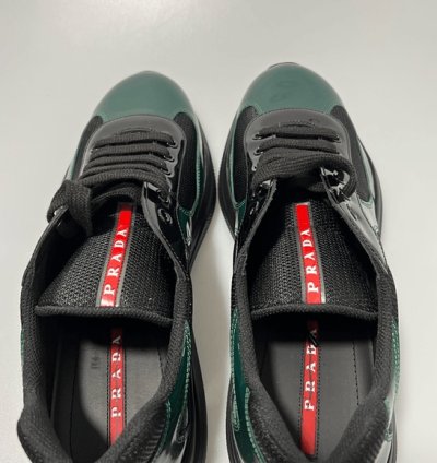 Prada America Cup Low-top Sneakers Black Green Men Uk 11