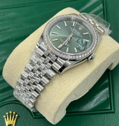 Rolex Datejust 36 Diamond Bezel Green Index Jubilee 126284rbr