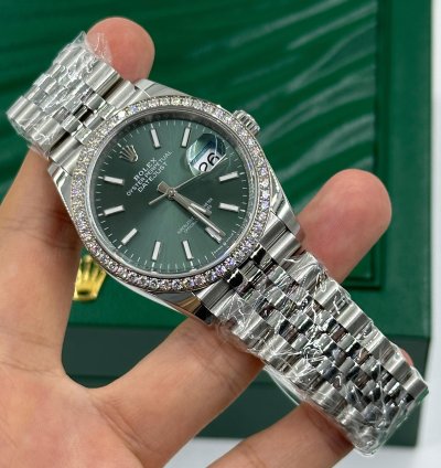 Rolex Datejust 36 Diamond Bezel Green Index Jubilee 126284rbr
