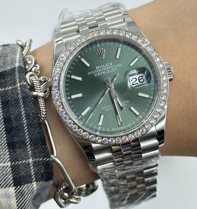 Rolex Datejust 36 Diamond Bezel Green Index Jubilee 126284rbr