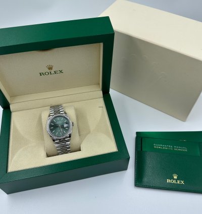 Rolex Datejust 36 Diamond Bezel Green Index Jubilee 126284rbr