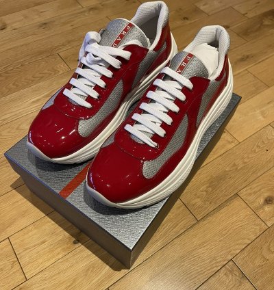 Prada America Cup Patent Red Sneaker