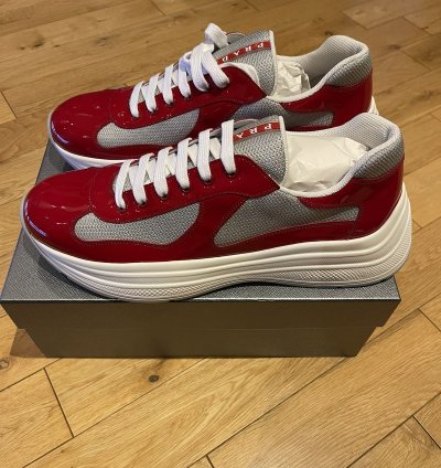 Prada America Cup Patent Red Sneaker