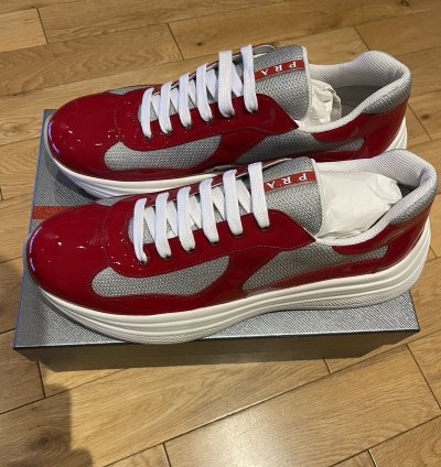 Prada America Cup Patent Red Sneaker