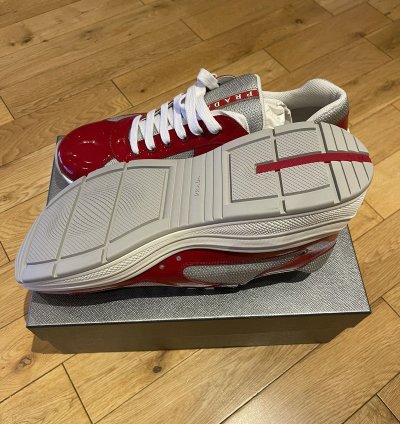 Prada America Cup Patent Red Sneaker
