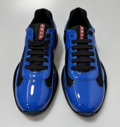 Prada America Cup Patent Technical Fabric Sneakers Black