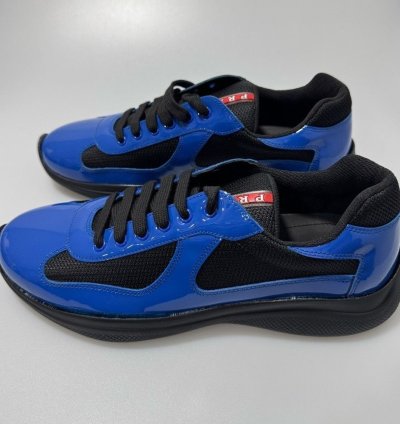Prada America Cup Patent Technical Fabric Sneakers Black