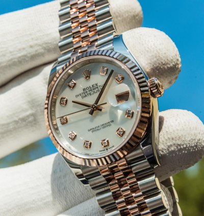 Rolex Datejust 36 Mother Of Pearl Dial - Everose Gold Steel Jubilee Bracelet