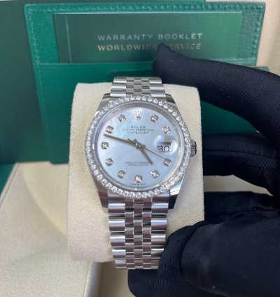 Rolex Datejust 36 Mother Of Pearl Diamond Dial Diamond Bezel Steel - 36mm Jubilee Bracelet 126284rbr