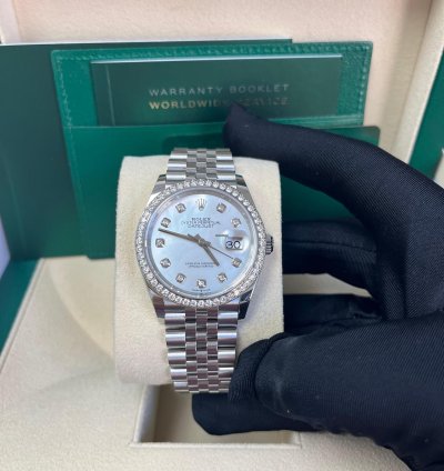 Rolex Datejust 36 Mother Of Pearl Diamond Dial Diamond Bezel Steel - 36mm Jubilee Bracelet 126284rbr