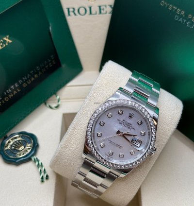 Rolex Datejust 36 Mother Of Pearl Diamond Dial Stainless Steel Diamond Bezel Oyster Bracelet