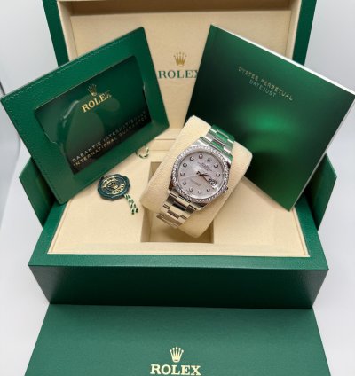 Rolex Datejust 36 Mother Of Pearl Diamond Dial Stainless Steel Diamond Bezel Oyster Bracelet