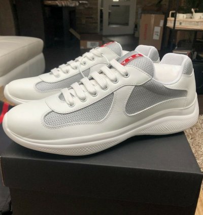 Prada America Cup White Leather Sneakers New Uk 10