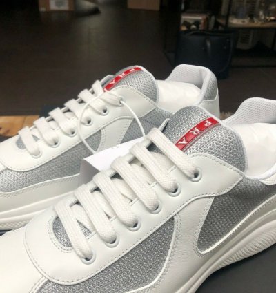 Prada America Cup White Leather Sneakers New Uk 6 5
