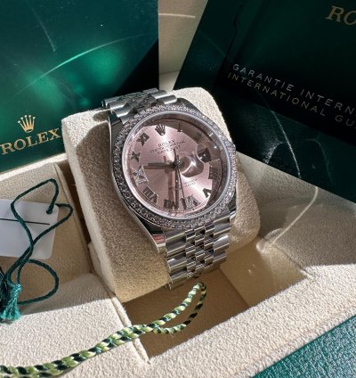 Rolex Datejust 36 New 2023 Diamond Bezel Pink Roman Diamond Dial Jubilee Bracelet Fluted Bezel