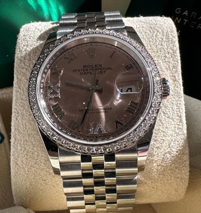 Rolex Datejust 36 New 2023 Diamond Bezel Pink Roman Diamond Dial Jubilee Bracelet Fluted Bezel