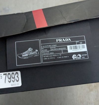 Prada America Cup White Silver 11 Patent Leather Low Tops