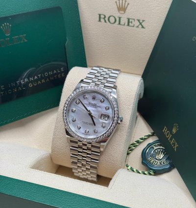 Rolex Datejust 36 New 2023 Mother Of Pearl Diamond Dial Diamond Bezel Stainless Steel Jubilee