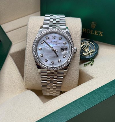Rolex Datejust 36 New 2023 Mother Of Pearl Diamond Dial Diamond Bezel Stainless Steel Jubilee