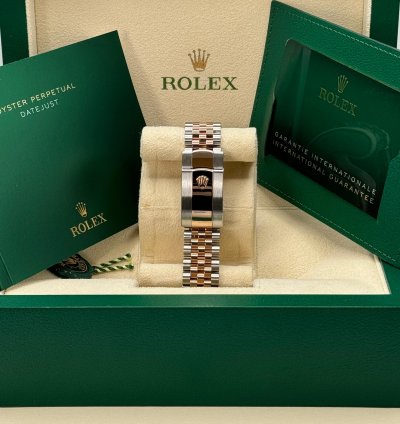 Rolex Datejust 36 New 2023 Silver Palm Motif Diamond Dial Fluted Two Tone Rose Gold Jubilee