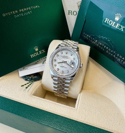 Rolex Datejust 36 New 2024 Mother Of Pearl Diamond Dial Diamond Bezel Stainless Steel Jubilee