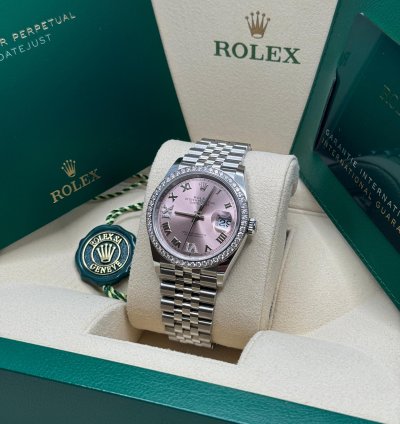 Rolex Datejust 36 New 2024 Pink Roman Pave69 Diamond Dial Diamond Bezel Stainless Steel Jubilee