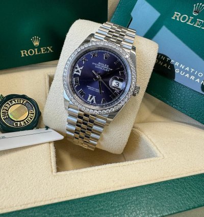 Rolex Datejust 36 New 2024 Purple Pave 6 9 Diamond Dial Stainless Steel Diamond Bezel Jubilee