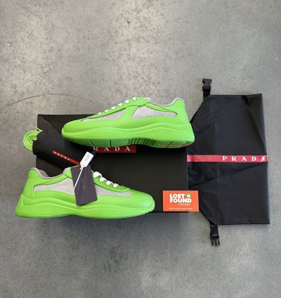 Prada American Cup Green Rubber Sneakers Size 43