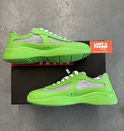 Prada American Cup Green Rubber Sneakers Size 43