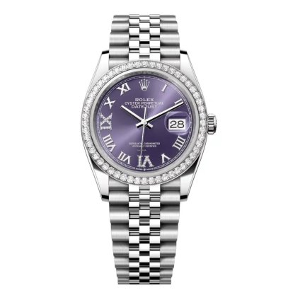 Rolex Datejust 36 New 2025 Aubergine Diamond Dial Stainless Steel Diamond Bezel Jubilee Bracelet