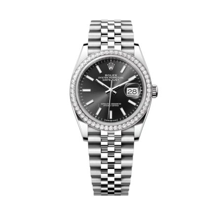 Rolex Datejust 36 New 2025 Black Index Dial Stainless Steel Diamond Bezel Jubilee Bracelet